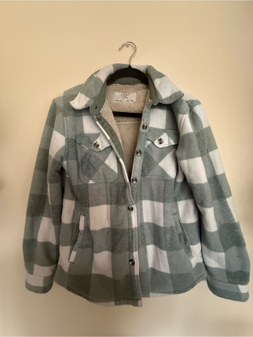 SAGE Green Plaid Cozy Jacket